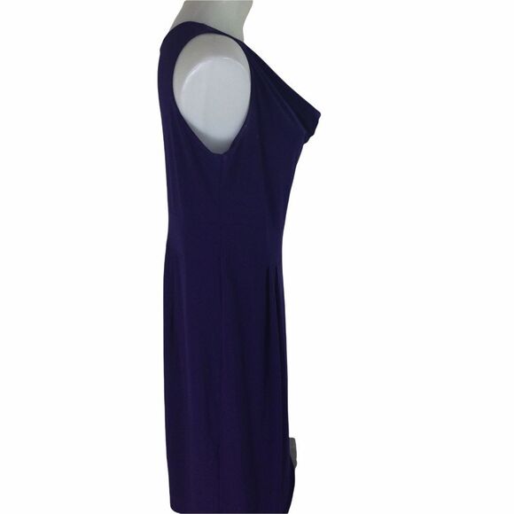 Clara Sun Woo Cowl Neck Draped Stretch Sleeveless Purple Midi Dress Women Medium - Picture 4 of 6
